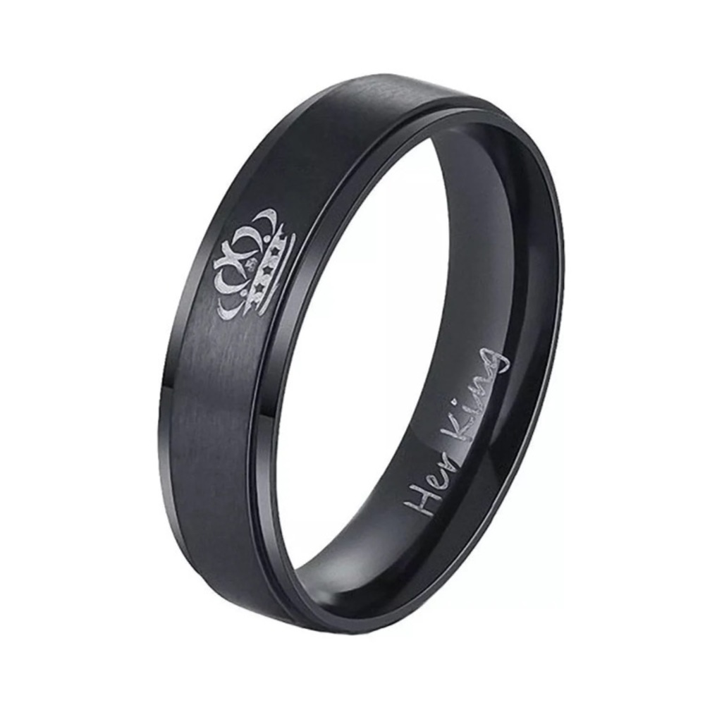 8mm Her king crown black Ring